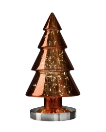 Sompex glazen rode kerstboom H 34 cm met LED lampjes