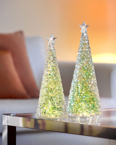 Sompex acryl groene Glamor kerstboom tafellamp hoog 33 cm