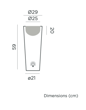 Ficus 60 Ø29XH60 cm verlichte bloempot made by NewGarden