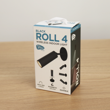 Roll 4 draaibare LED Spot draadloos / oplaadbaar zwart voor binnen made by NewGarden